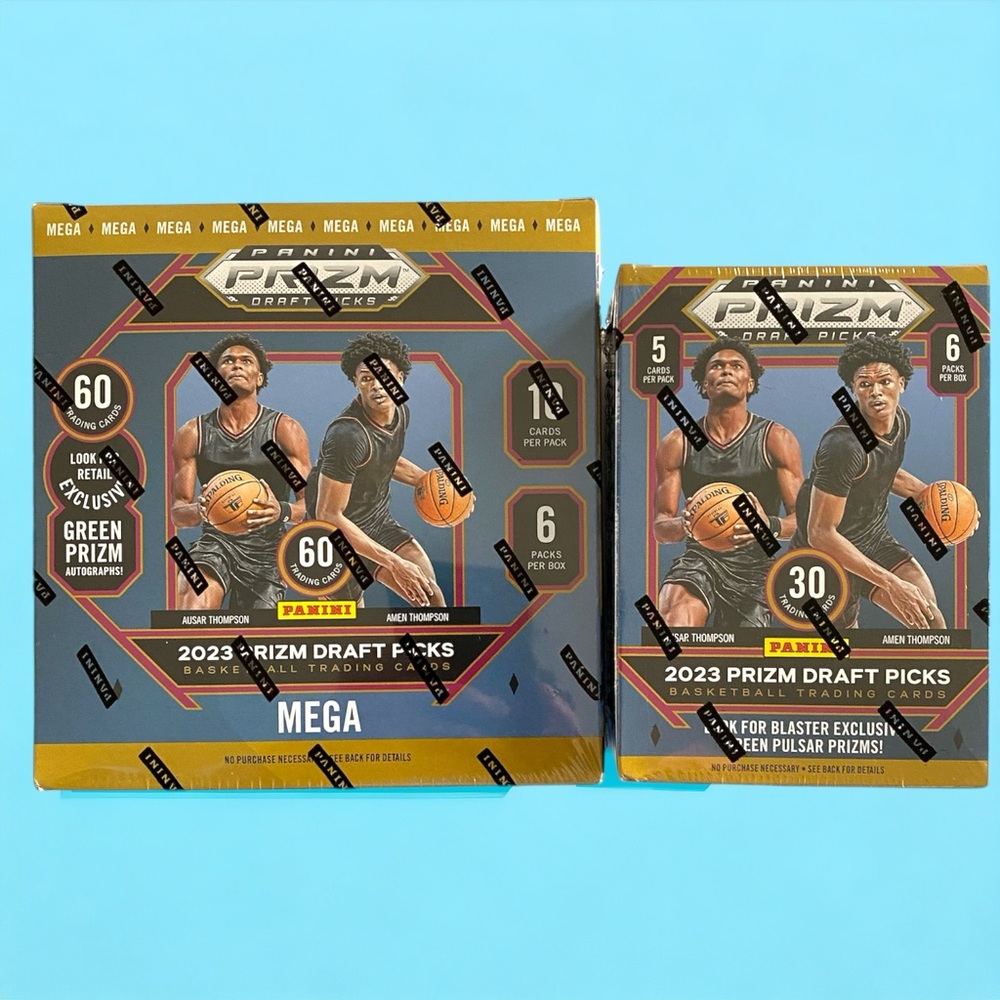 2) NEW FACTORY SEALED BOXES 2023 Panini Prizm Draft Picks Mega Box And Blaster